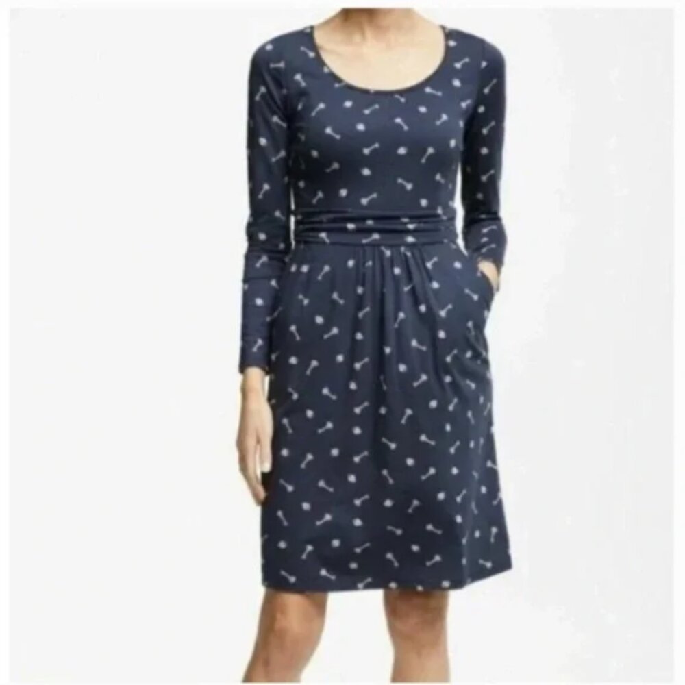 Boden Mable blue lock and key novelty print dress 4P